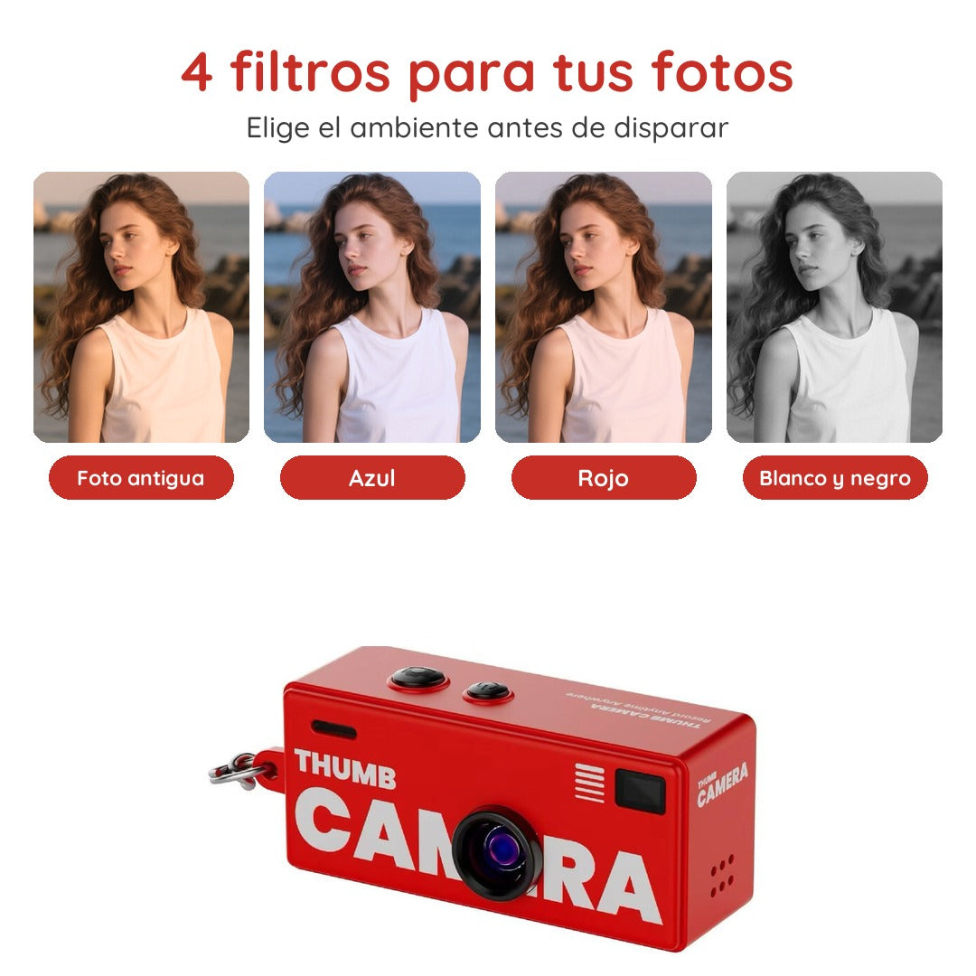 Los 4 filtros de la minicámara: foto antigua, azul, rojo y blanco y negro